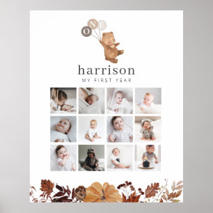 Photo Collage Poster - Ours Brown 3 Ballons