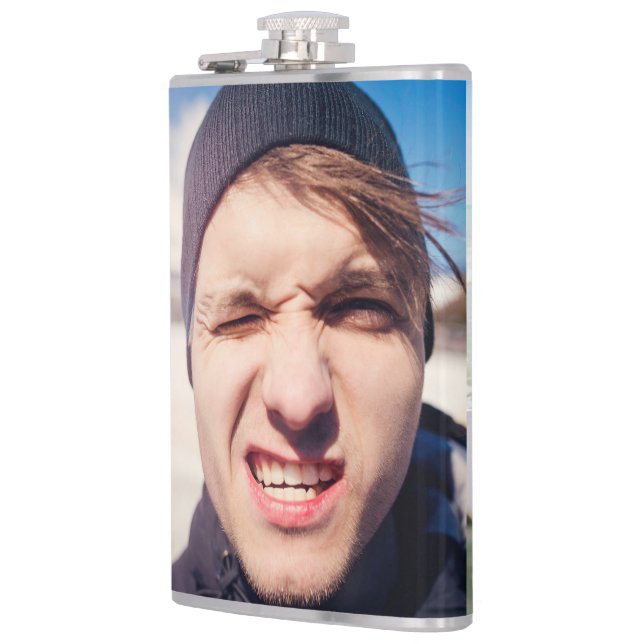 Photo Collage Put Your Face On a Hip Flask (Left)