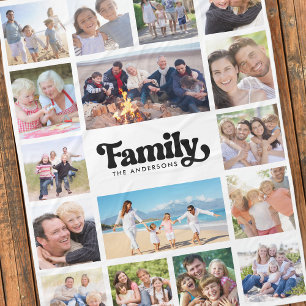 Photo Collage Retro Family 16 Pictures Fleece Blanket