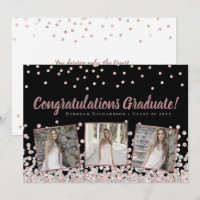 Photo Collage Rose Gold Silver Graduation