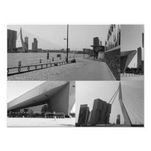 Photo collage Rotterdam 4 in black and white Print