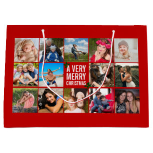 Photo Collage Rouge Noël Grand Cadeau Sac