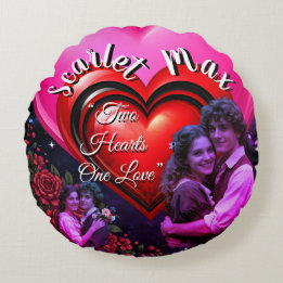 Photo Collage Round Pillow Valentine's Day