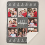 Photo Collage Rustic Monogram Chalkboard Christmas Sherpa Blanket<br><div class="desc">This modern and trendy blanket features rustic typography with eight of your own photos in a photo collage, your name, and monogram initial on a chalkboard background with chalk Christmas trees. Easy to customize with your own photos, last name, and monogram! This would be the perfect gift for any family...</div>