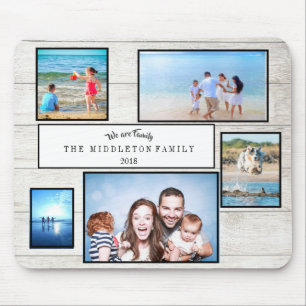 Photo Collage Rustic We are Family Mouse Pad