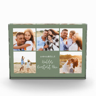 Photo collage sage green girly modern mothers day block
