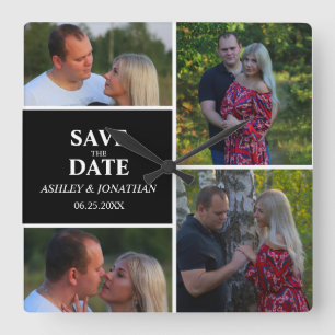 Photo Collage Save The Date  Square Wall Clock
