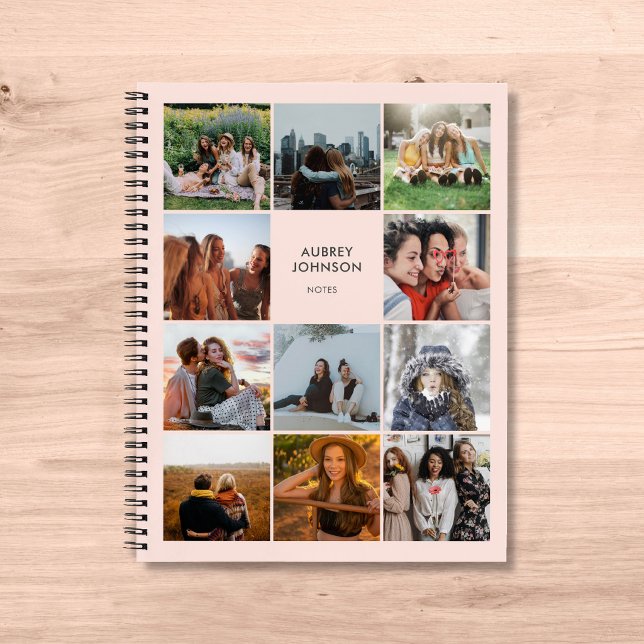 Photo Collage School Simple Modern Pink Notebook (Creator Uploaded)