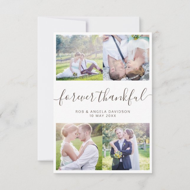 Photo collage script mariage carte de remerciement (Devant)