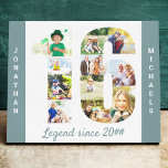 Photo Collage set in Number 16 Teal White Custom Canvas Print<br><div class="desc">Create your own unique 16th Birthday Gift. This smart canvas is a great way to display your photo collage. The template is set up ready for you to add your favourite photos, which will automatically appear in the shape of the number 16. You can also add your name and customize...</div>