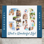 Photo Collage set in Number 30 Blue White Custom Canvas Print<br><div class="desc">Create your own unique 30th Birthday Gift. This smart canvas is a great way to display your photo collage. The template is set up ready for you to add your favourite photos, which will automatically appear in the shape of the number 30. You can also add your name and birth...</div>