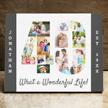 Photo Collage set in Number 40 Grey White Custom Canvas Print<br><div class="desc">Create your own unique 40th Birthday Gift. This smart canvas is a great way to display your photo collage. The template is set up ready for you to add your favourite photos, which will automatically appear in the shape of the number 40. You can also add your name and birth...</div>