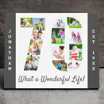 Photo Collage set in Number 70 Grey White Custom Canvas Print<br><div class="desc">Create your own unique 70th Birthday Gift. This smart canvas is a great way to display your photo collage. The template is set up ready for you to add your favourite photos, which will automatically appear in the shape of the number 70. You can also add your name and birth...</div>