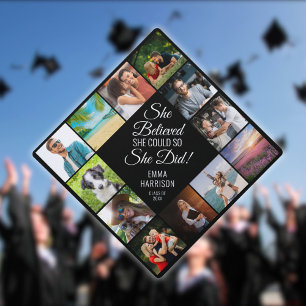 Photo Collage She Believed She Could Name Graduation Cap Topper