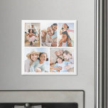 Photo Collage Simple Elegant Picture Magnet<br><div class="desc">Personalized 5-Photo Square Magnet. This simple square magnet features space for five favourite photos, making it a sweet and personal way to highlight special memories. Use it to display photos of a couple for a wedding gift or bridal shower favour, a meaningful image for an in loving memory keepsake, or...</div>