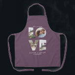 Photo collage simple modern personalised purple apron<br><div class="desc">Love 4 photo simple modern plum purple personalised anniversary,  wedding,  birthday or Christmas gift apron for the one you love.</div>