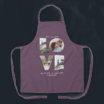 Photo collage simple modern personalised purple apron<br><div class="desc">Love 4 photo simple modern plum purple personalised anniversary,  wedding,  birthday or Christmas gift apron for the one you love.</div>