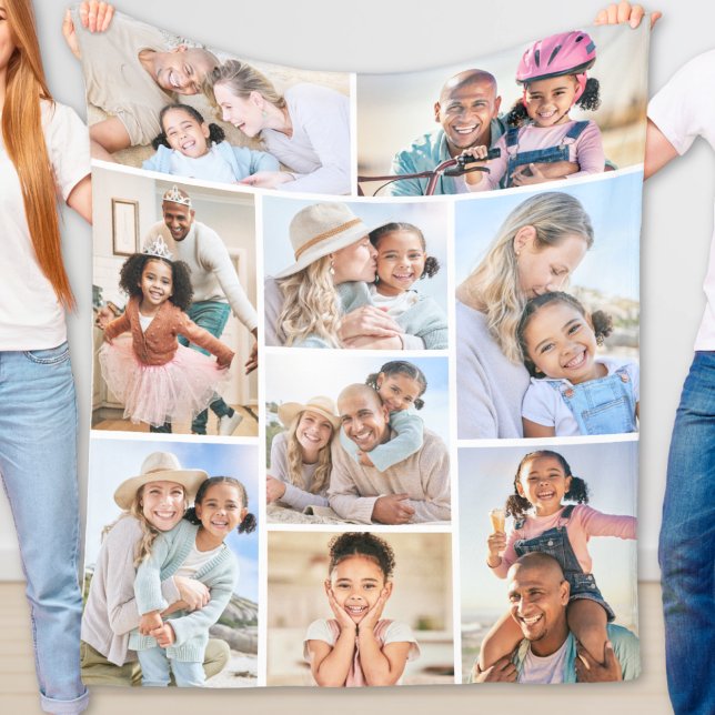 Photo Collage Simple Picture Fleece Blanket (Photo Collage Simple Elegant Picture Fleece Blanket)