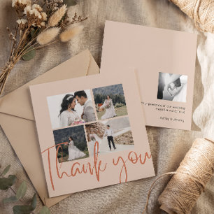 Photo Collage Terracotta Wedding Thank You Card