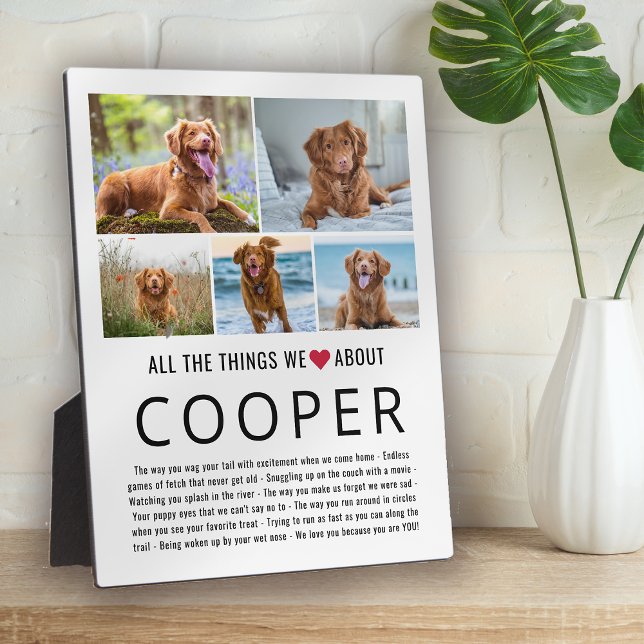 Photo Collage Things We Love About You Pet Dog Plaque (Creator Uploaded)