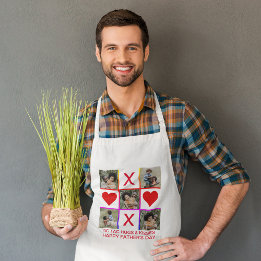 Photo Collage Tic Tac Toe Hugs Kisses Fathers Day  Standard Apron
