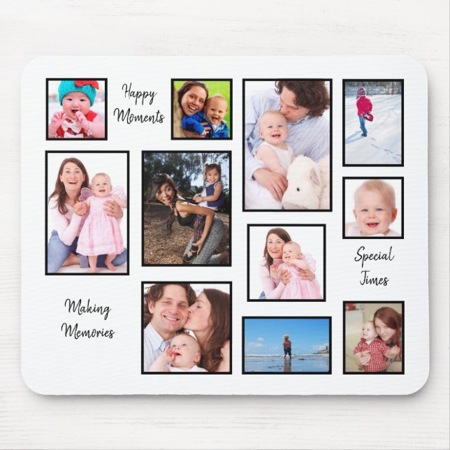Photo Collage Typography Special Times White Mouse Pad (Front)