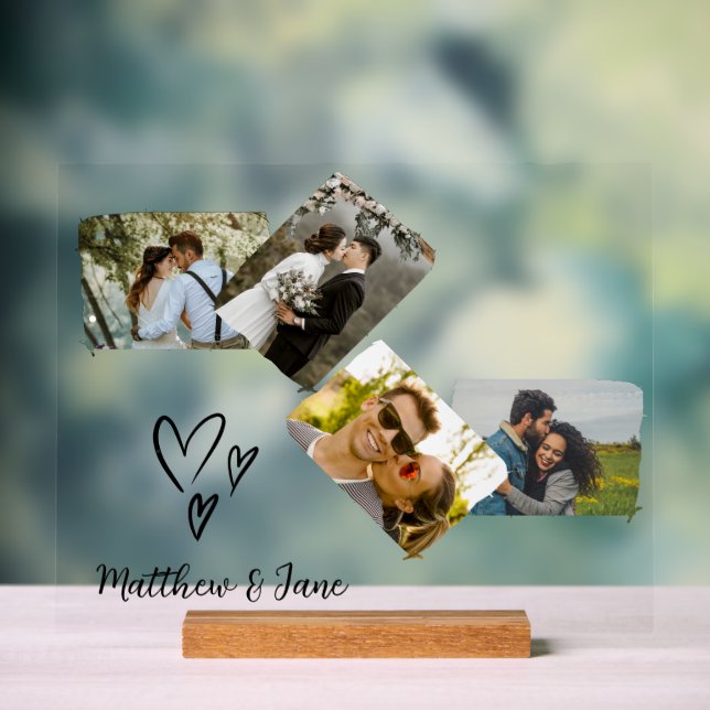 Photo Collage Unique Gift for Couple Wedding  Acrylic Sign (Neutral)