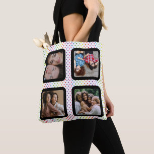 Photo Collage Unique Personalize 4 Photo Tote Bag