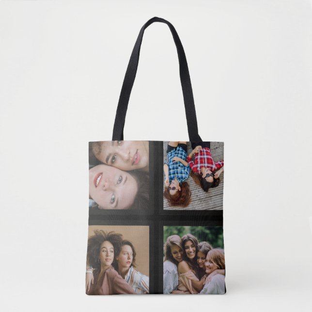 Photo Collage Unique Personalize 4 Photo  Tote Bag (Front)