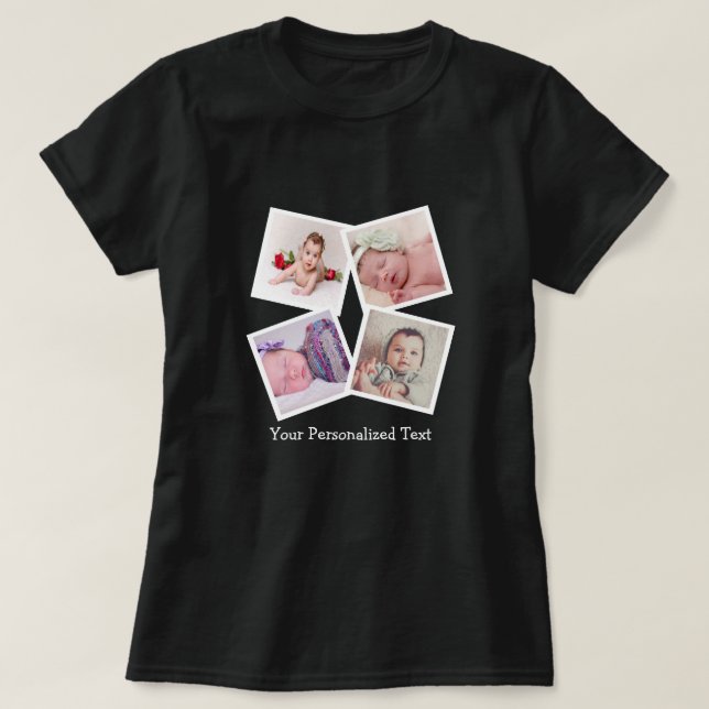 Photo Collage Unique Personalized 4 Photo T-Shirt (Design Front)