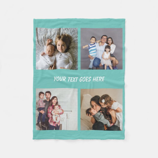 Photo Collage  Unique Personalized DIY Custom Fleece Blanket (Front)