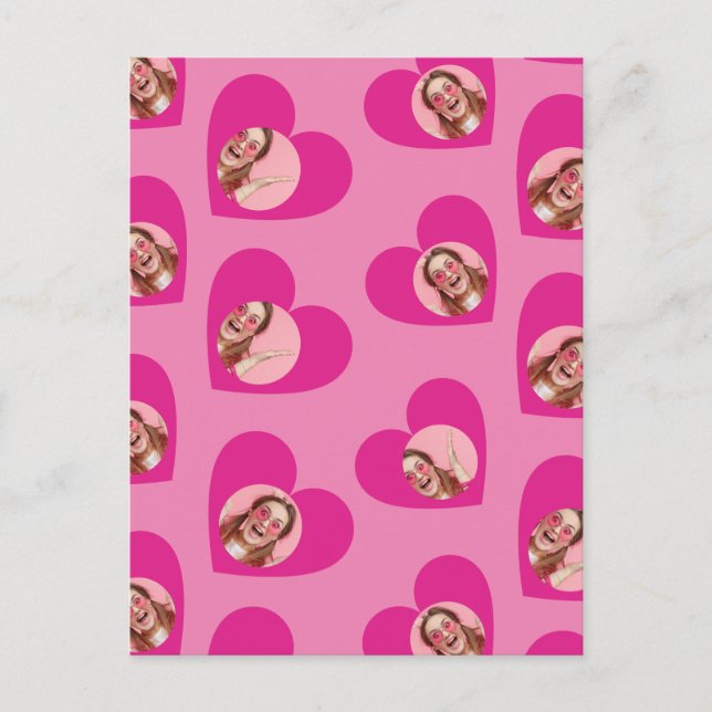 Photo Collage Valentine's Day Hearts Pink Postcard (Front)