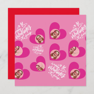 Photo Collage Valentine's Day Hot Pink Party Invitation