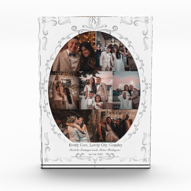 Photo Collage Vintage White Custom Photo Block (Front)