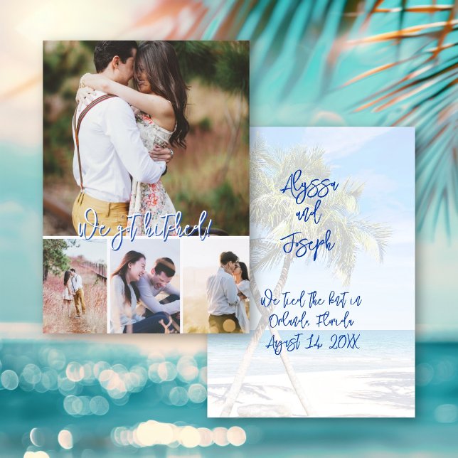 Photo Collage Wedding Announcement Palm Tree (Creator Uploaded)