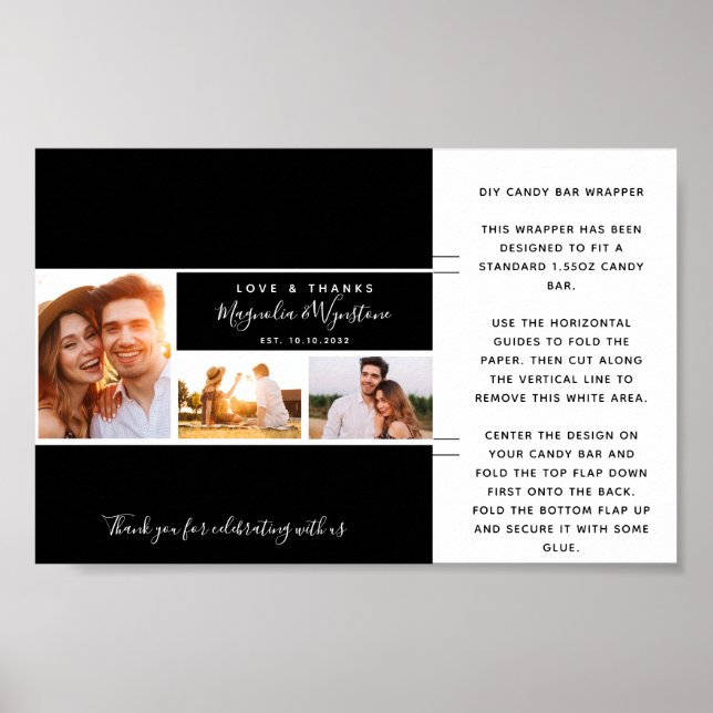 Photo Collage Wedding Favour Candy Bar Wrapper Poster (Front)
