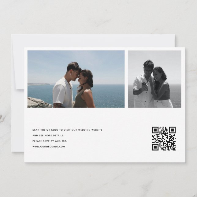 Photo Collage Wedding | Qr Code Invitations (Back)