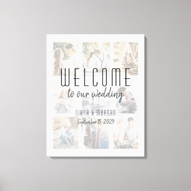 Photo Collage Wedding Welcome Canvas Print (Front)