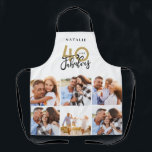 Photo collage white and gold 40th birthday modern apron<br><div class="desc">Photo collage white and gold 40th birthday modern typography design.</div>