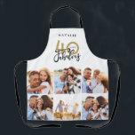 Photo collage white and gold 40th birthday modern apron<br><div class="desc">Photo collage white and gold 40th birthday modern typography design.</div>