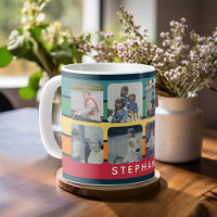 Photo Collage with 8 Photos Colourful Retro Stripe