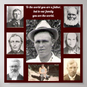 Photo Collage with Fathers Quote Red Poster