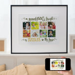 Photo Collage with Grandchild Quote Poster<br><div class="desc">Cheerful and homely poster print for your grandparents. The design features eight of your own photos, displayed in square format on a white background, which are are welcome to edit, to suit your home decor. The quote is lettered in ornate calligraphy in olive green and golden yellow. It reads "a...</div>