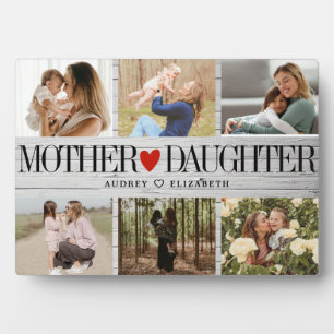 Photo Collage Wooden Texture Mother Daughter Plaque