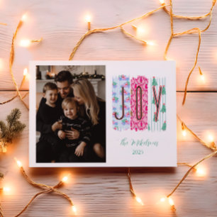 Photo Colourful Joy Christmas Holiday Card