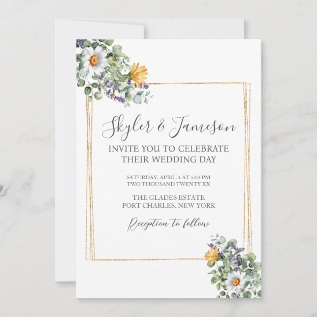 Photo Colourful Wildflower QR Code Wedding Invitation (Front)