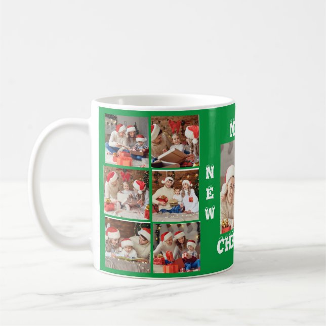 PHOTO COMPLÈTE COLLAGE MERRY CHRISTMAS MUG GREEN (Gauche)
