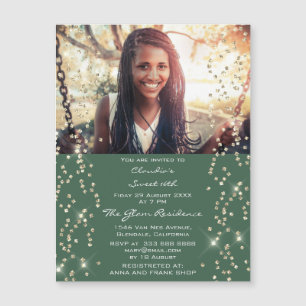 Photo Confetti Bridal Shower Birthday Green Wood