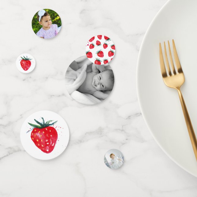 Photo confetti first birthday strawberry (Group)