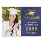 Photo Congrats Grad Navy Blue Gold Faux Metallic